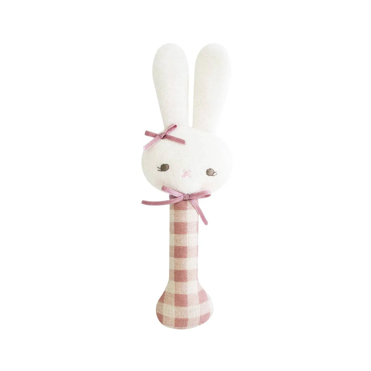 Alimrose Stick Rattle - Baby Bunny - Rose Check