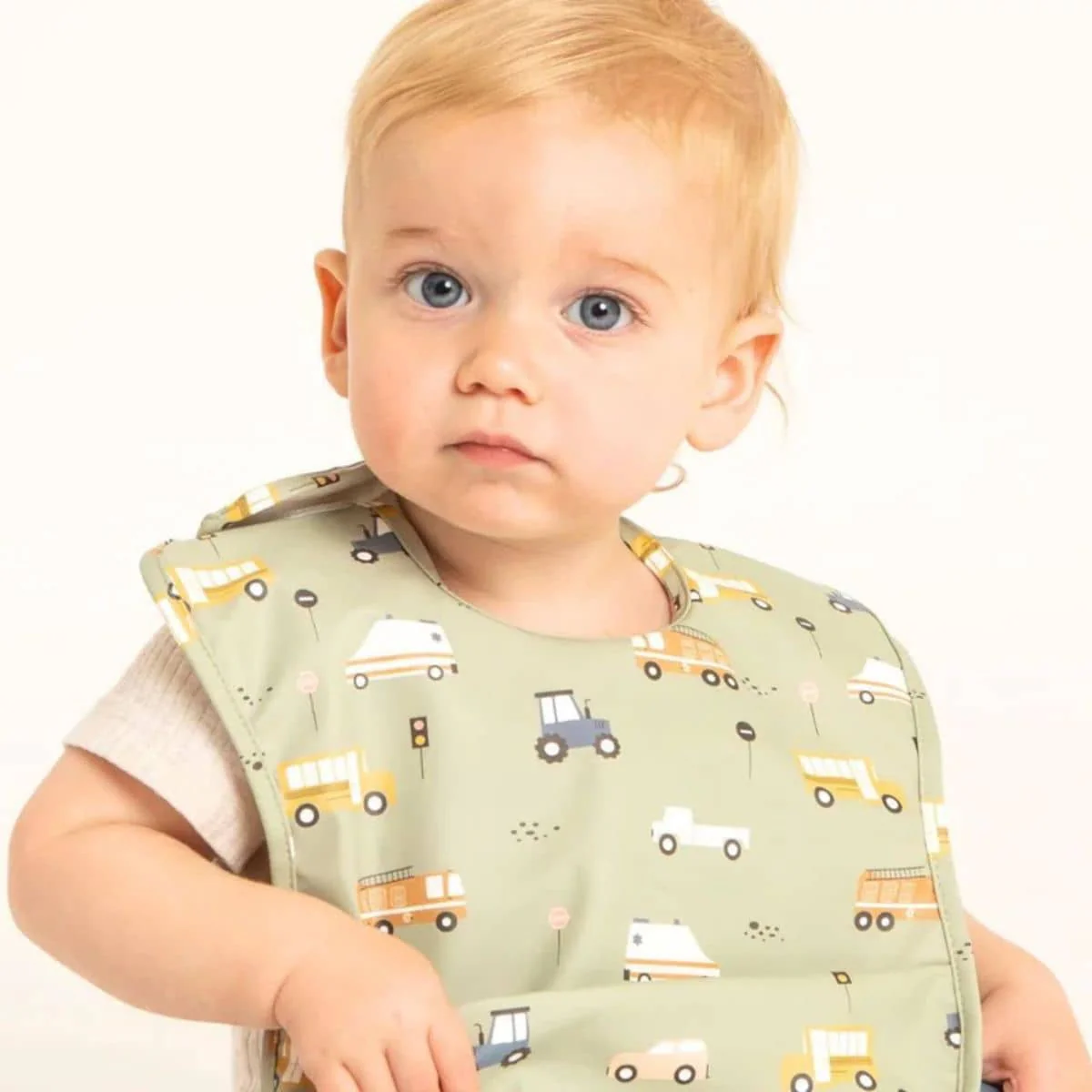 All4Ella Recycled Pouch Bib - Trucks - Image 2