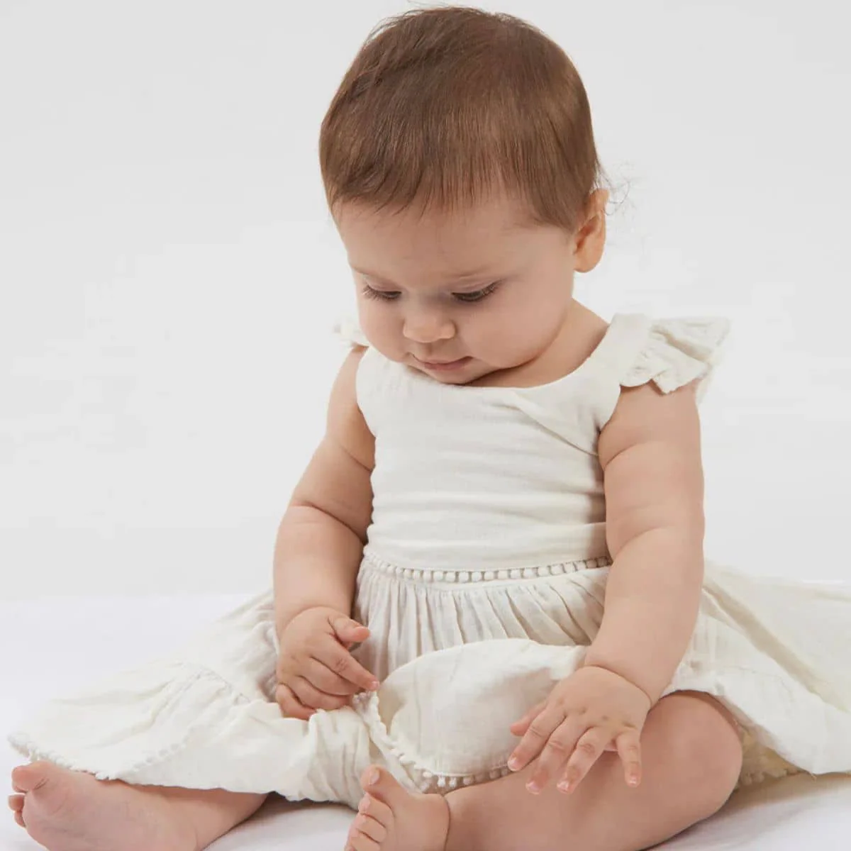 Babu Organic Muslin Sleeveless Dress - Mia - Vanilla - Image 4