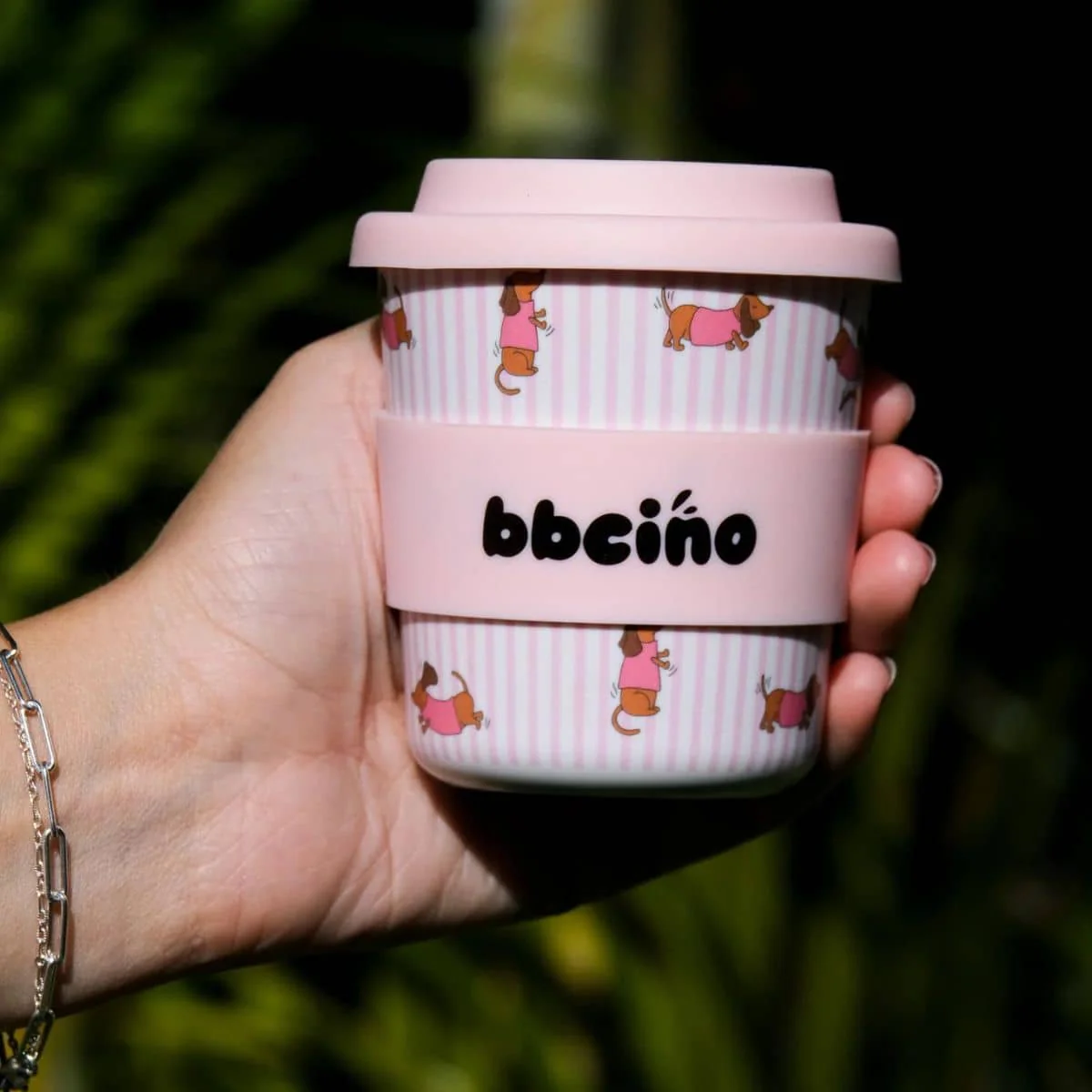 BBcino Reusable Cup - 240ml BambinoCino - Dash in Pink - Image 4