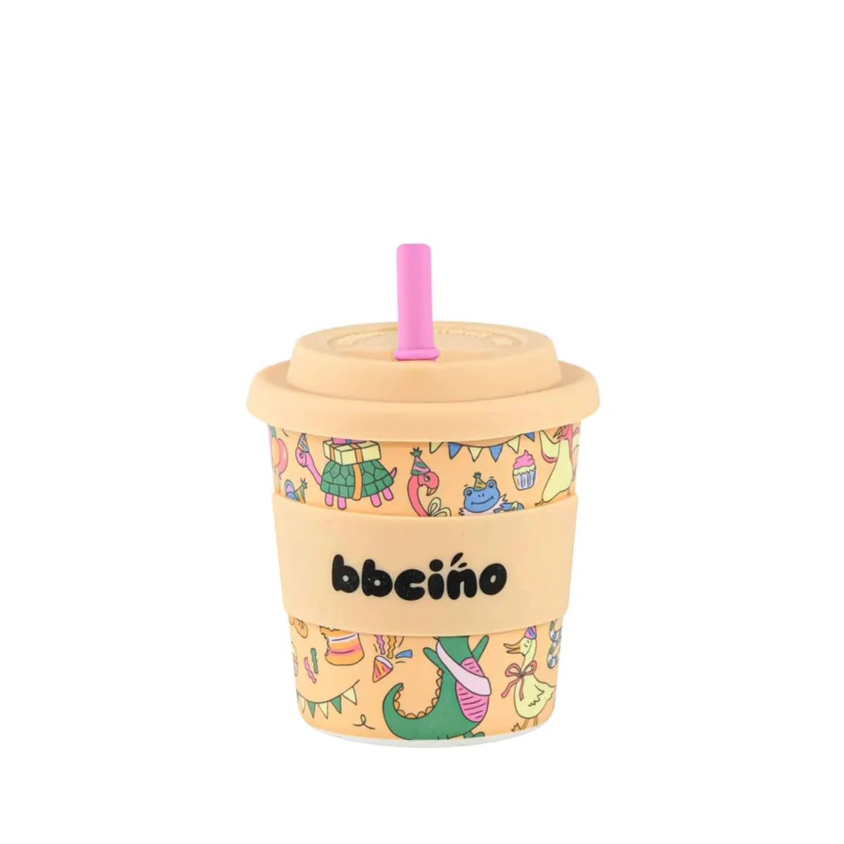 BBcino Reusable Cup - 240ml BambinoCino - Party Animal in Orange