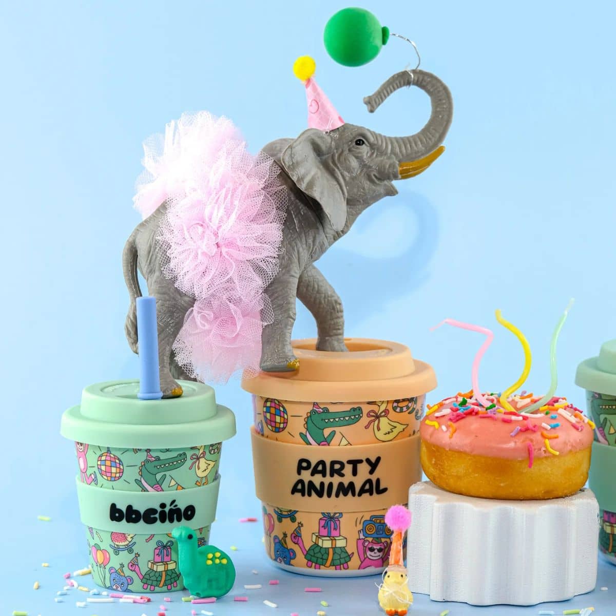 BBcino Reusable Cup - 240ml BambinoCino - Party Animal in Orange - Image 3