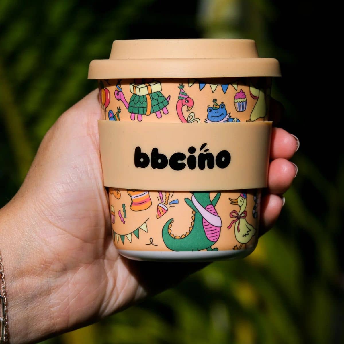 BBcino Reusable Cup - 240ml BambinoCino - Party Animal in Orange - Image 4