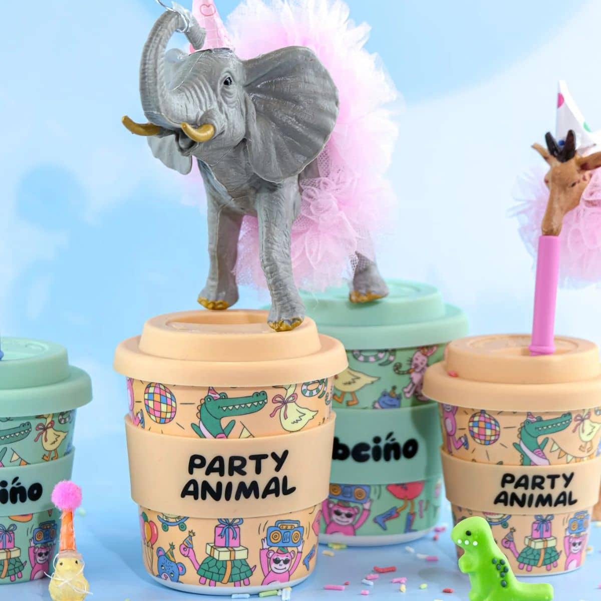 BBcino Reusable Cup - 240ml BambinoCino - Party Animal in Orange - Image 5