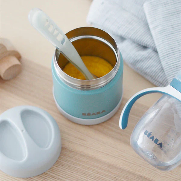 Beaba Isothermal Stainless Steel Food Container - Light Mist / Eucalyptus Green - Image 3