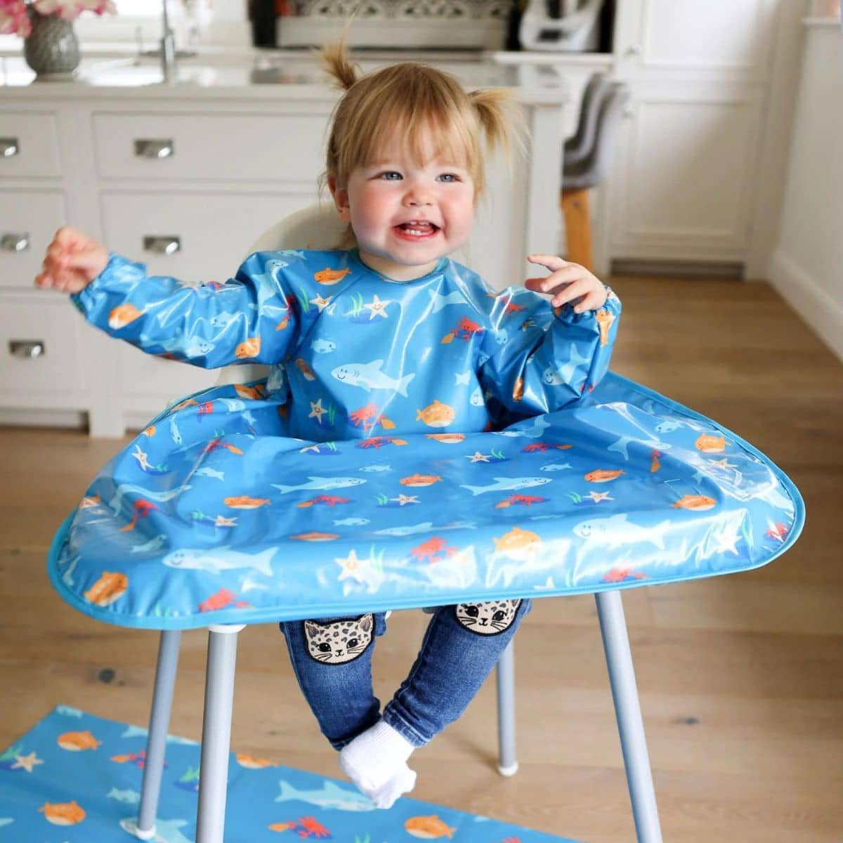 Bibetta Wipeezee XL Coverall Bib - Turquoise Sea Creatures - Image 10