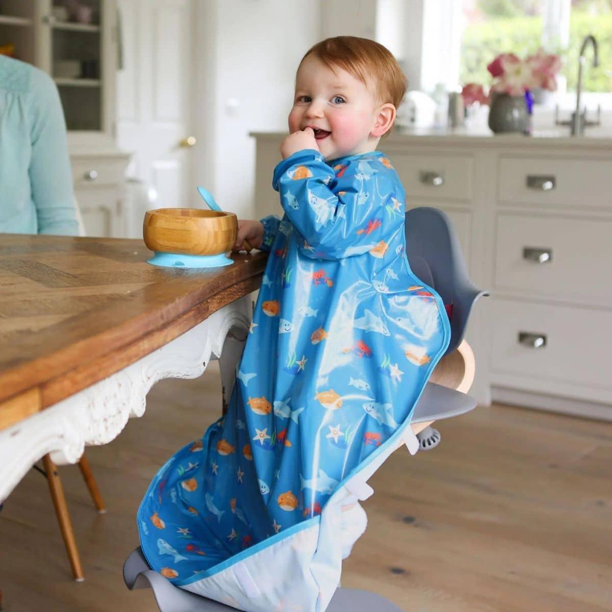 Bibetta Wipeezee XL Coverall Bib - Turquoise Sea Creatures - Image 12