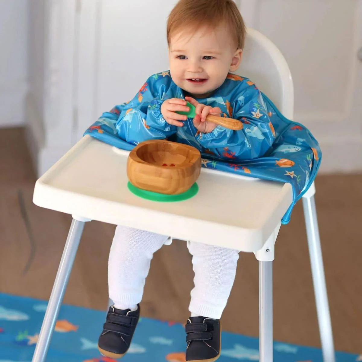 Bibetta Wipeezee XL Coverall Bib - Turquoise Sea Creatures - Image 4