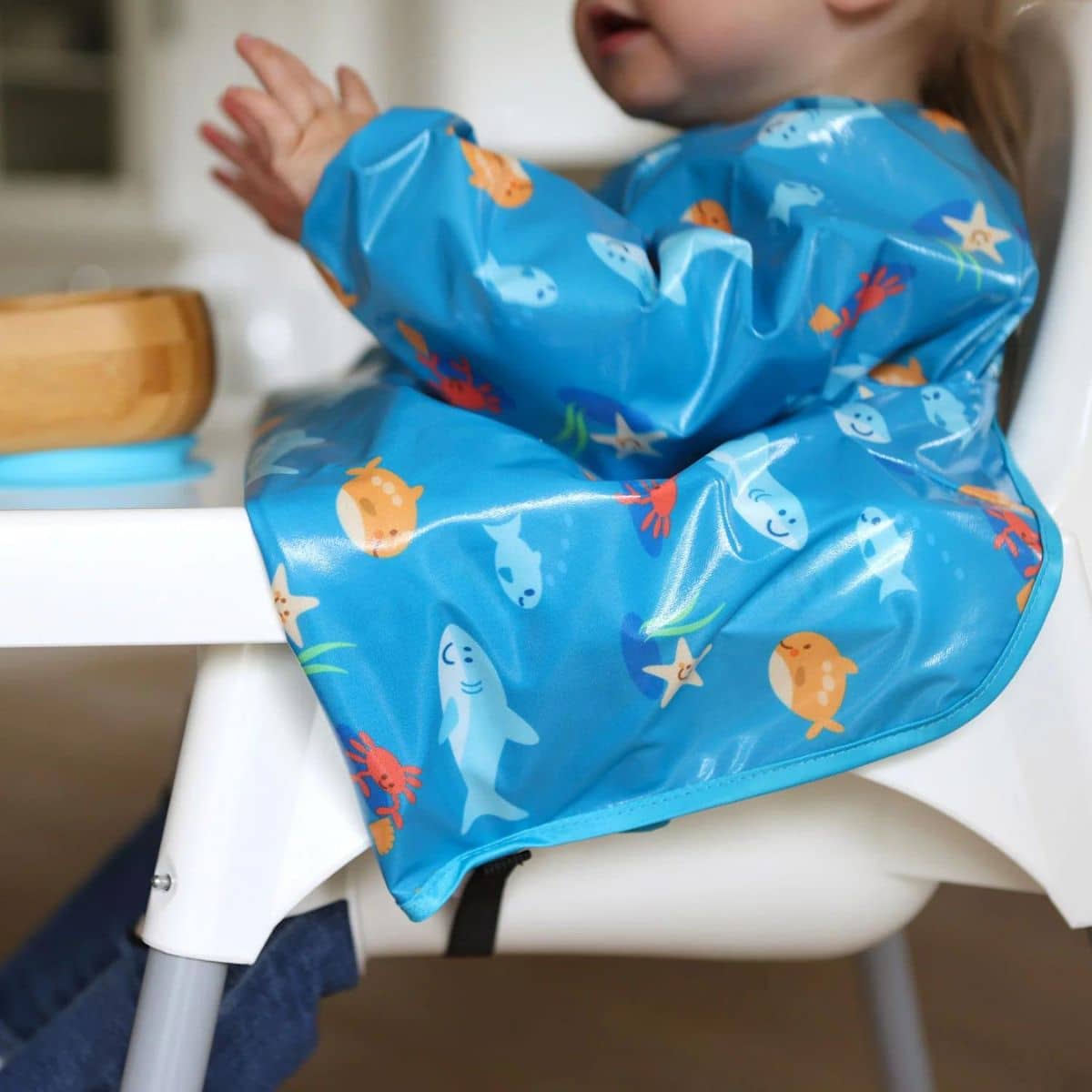 Bibetta Wipeezee XL Coverall Bib - Turquoise Sea Creatures - Image 9
