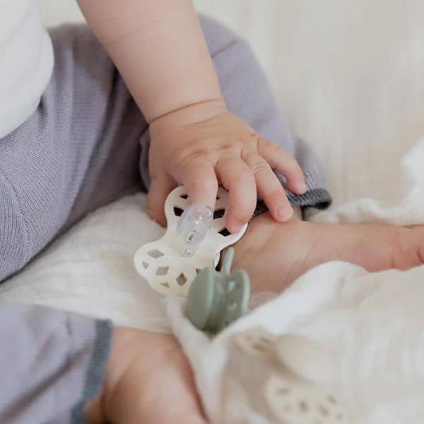 BIBS Infinity Dummies - Anatomical | Size 2 | Silicone - Ivory/Sage - Image 5