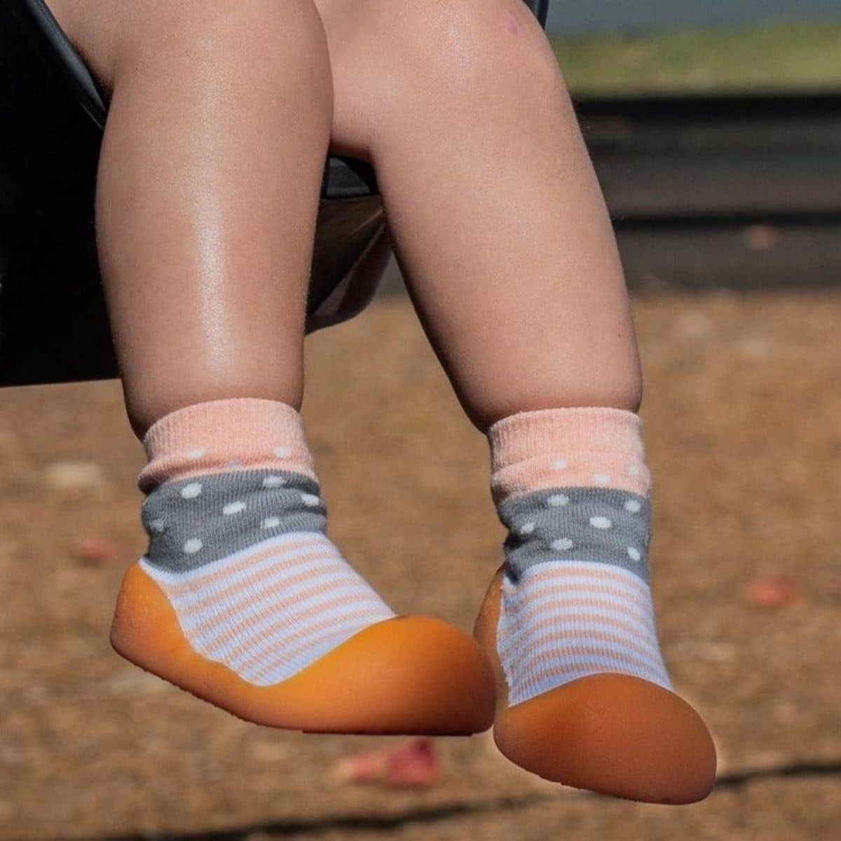 BigToes First Walker Shoes - Chameleon - Modern Polka Peach - X Large - Image 3