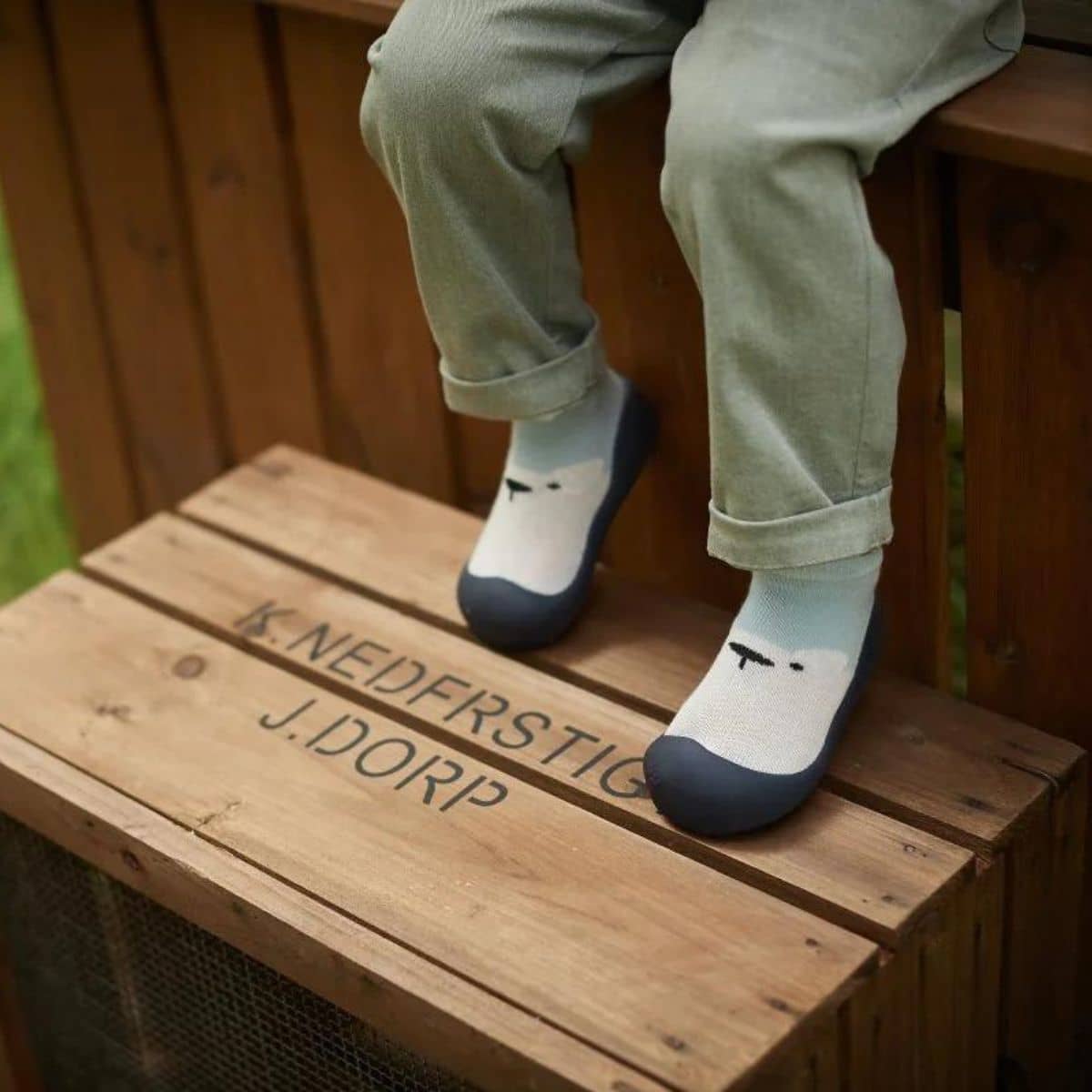 BigToes First Walker Shoes - White Bear Sky - Image 2