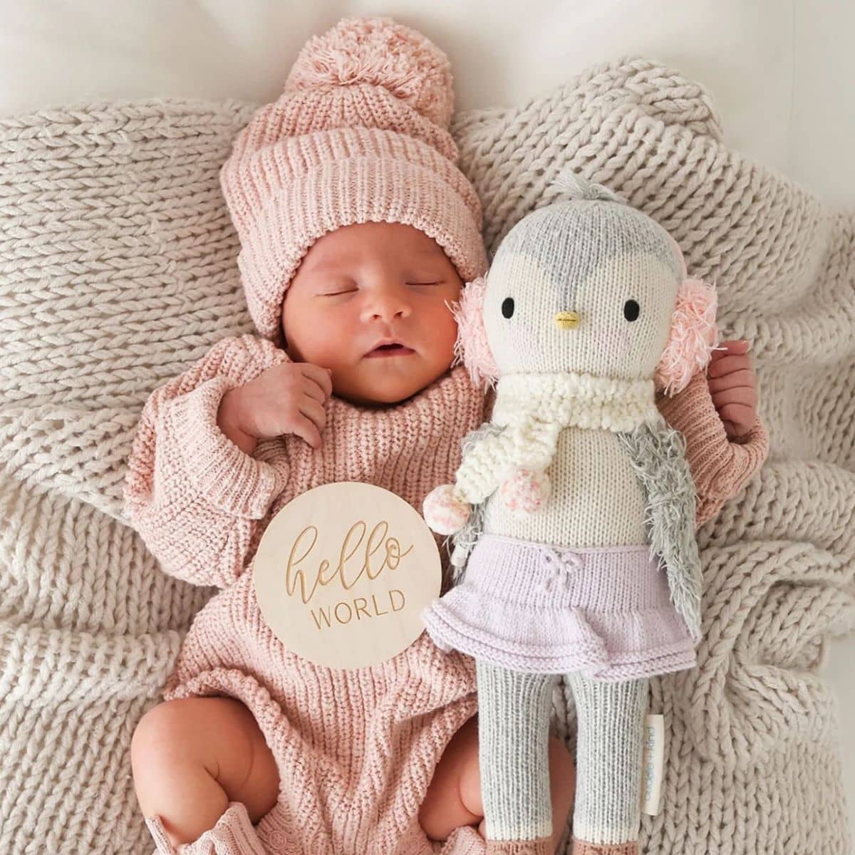 Blossom & Pear Chunky Knit Beanie - Blush - Image 2