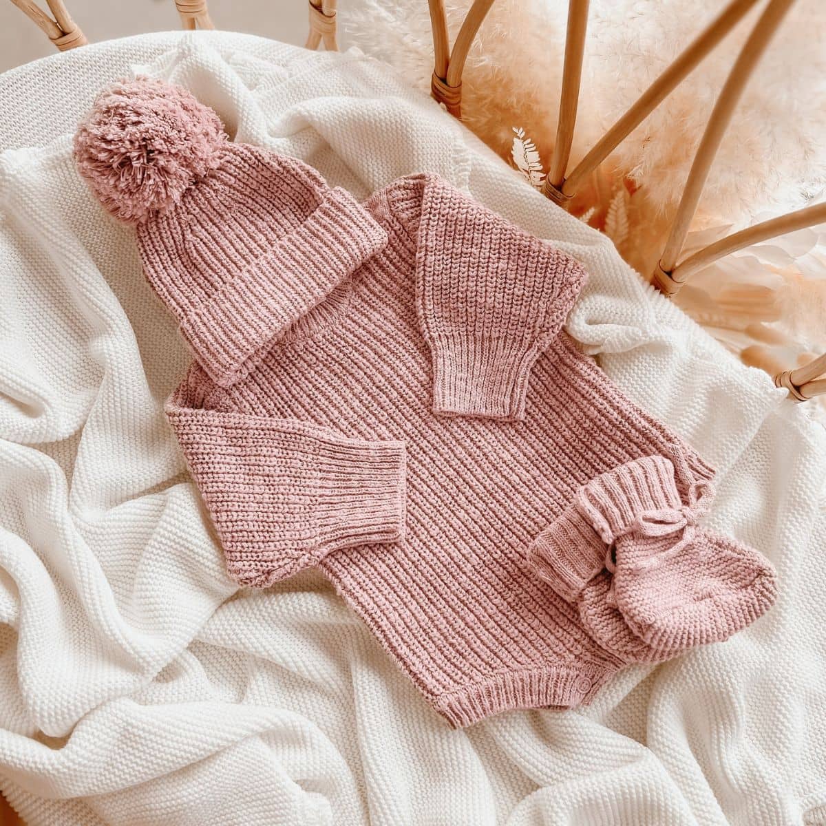 Blossom & Pear Chunky Knit Romper - Blush - Image 3