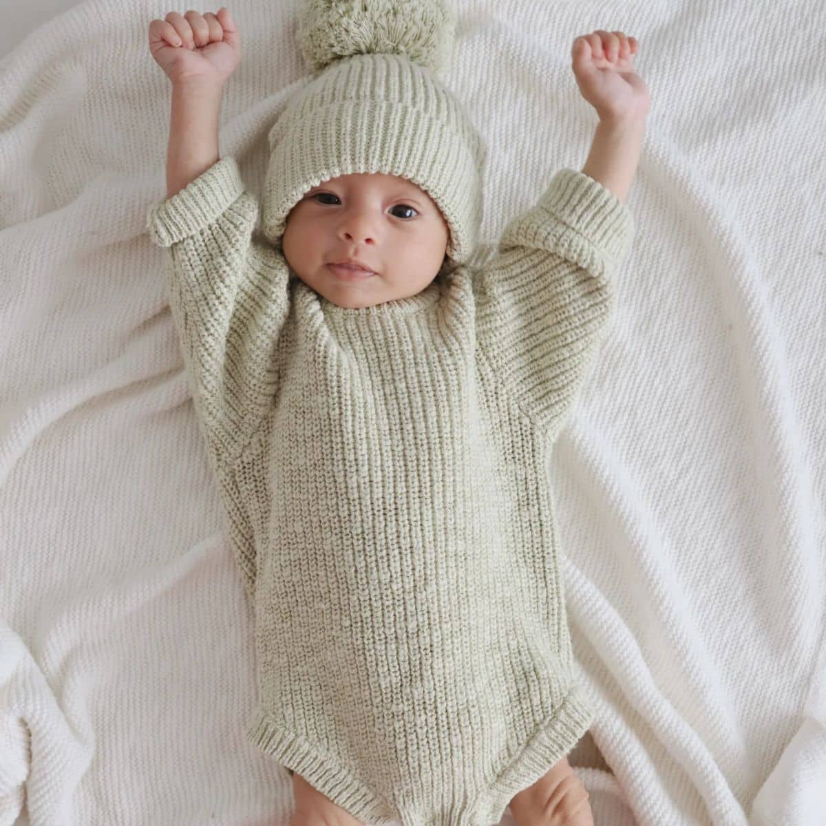 Blossom & Pear Chunky Knit Romper - Pear - Image 4