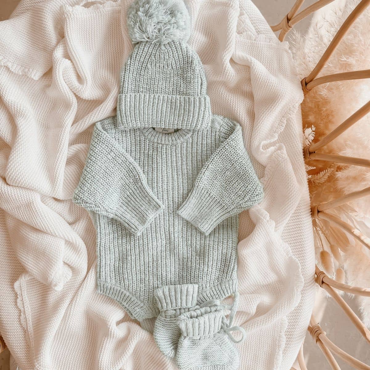 Blossom & Pear Chunky Knit Romper - Periwinkle Blue - Image 5