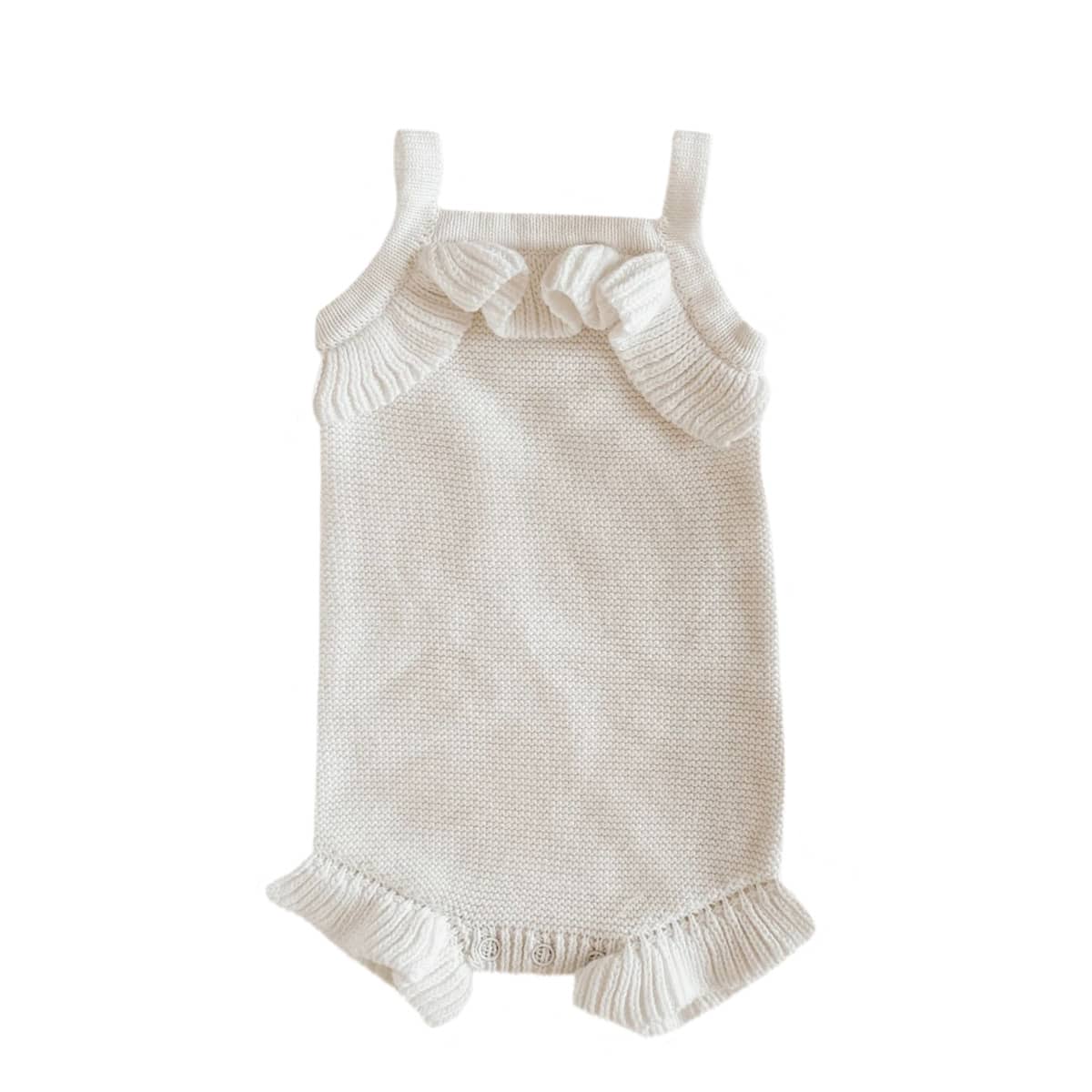 Blossom & Pear Frill Knit Romper - Milk - 6 to 12 Months