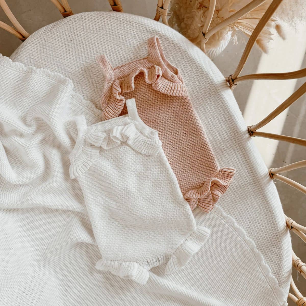 Blossom & Pear Frill Knit Romper - Pink Lemonade - 3 to 6 Months - Image 2