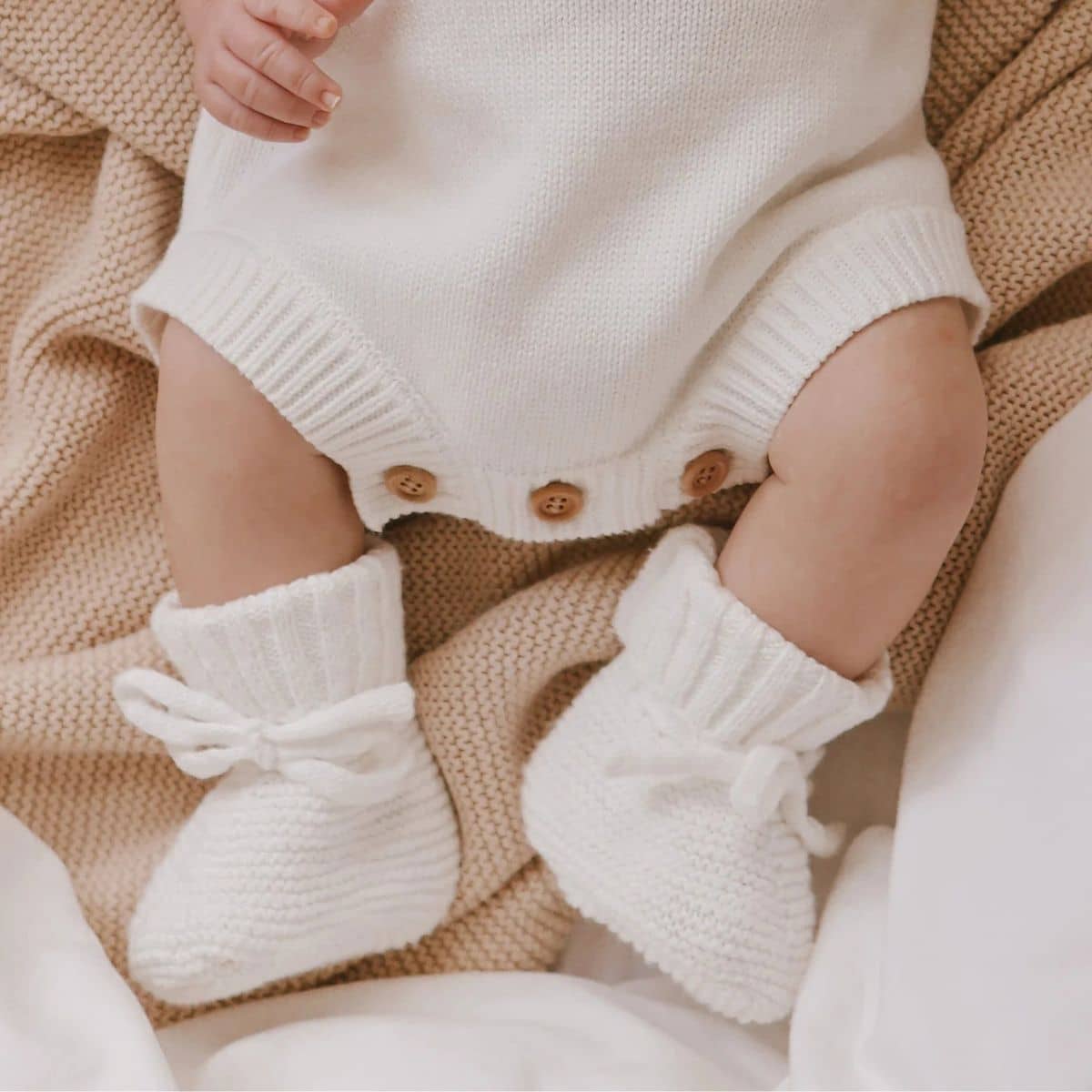 Blossom & Pear Mini Knit Booties - Milk - Image 3
