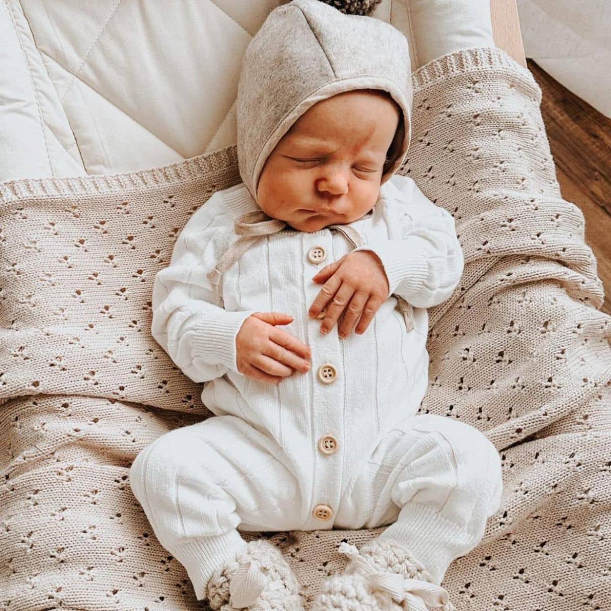 Blossom & Pear Ribbed Knit Romper - Milk - Image 9