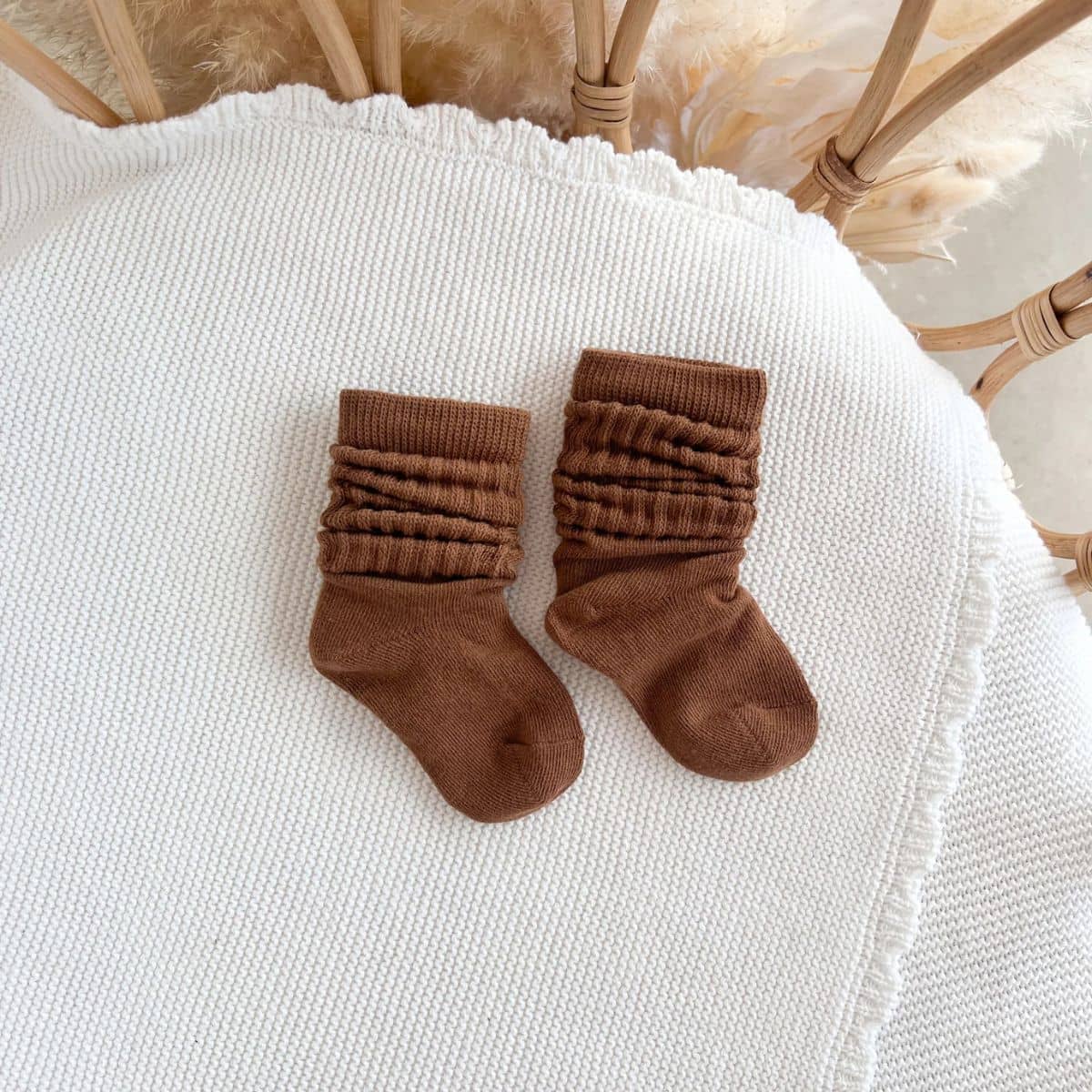 Blossom & Pear Scrunch Socks - Brown - Image 3