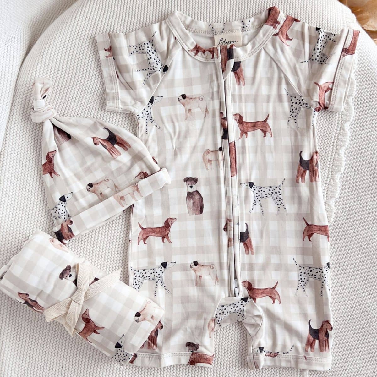 Blossom & Pear Short Sleeve Bamboo Growsuit - Puppy Picnic - Image 3