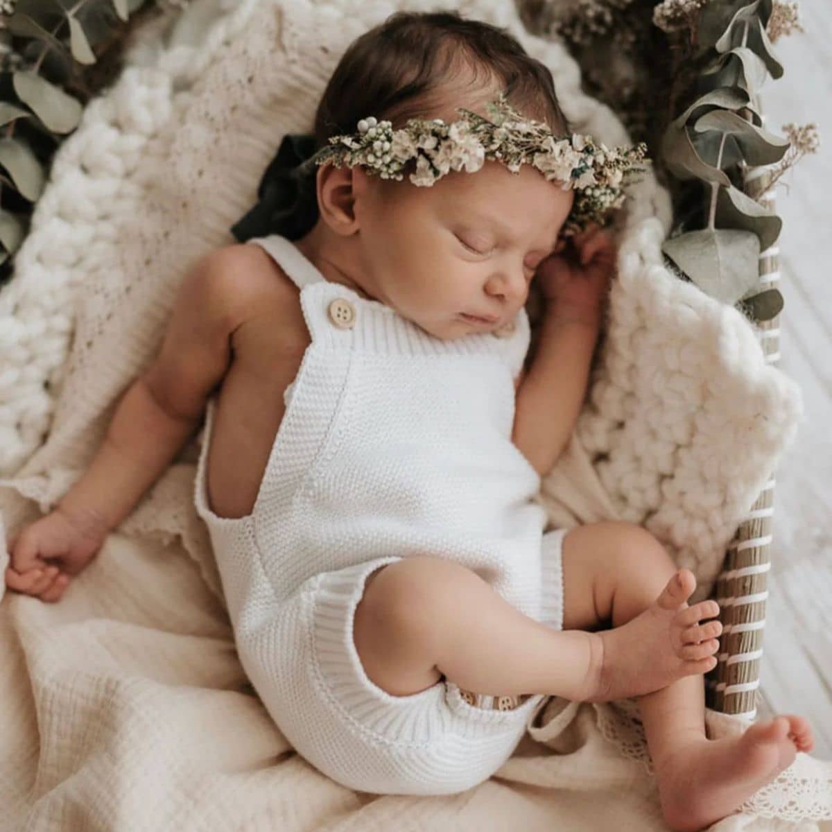 Blossom & Pear Singlet Mini Knit Romper - Milk - Image 2