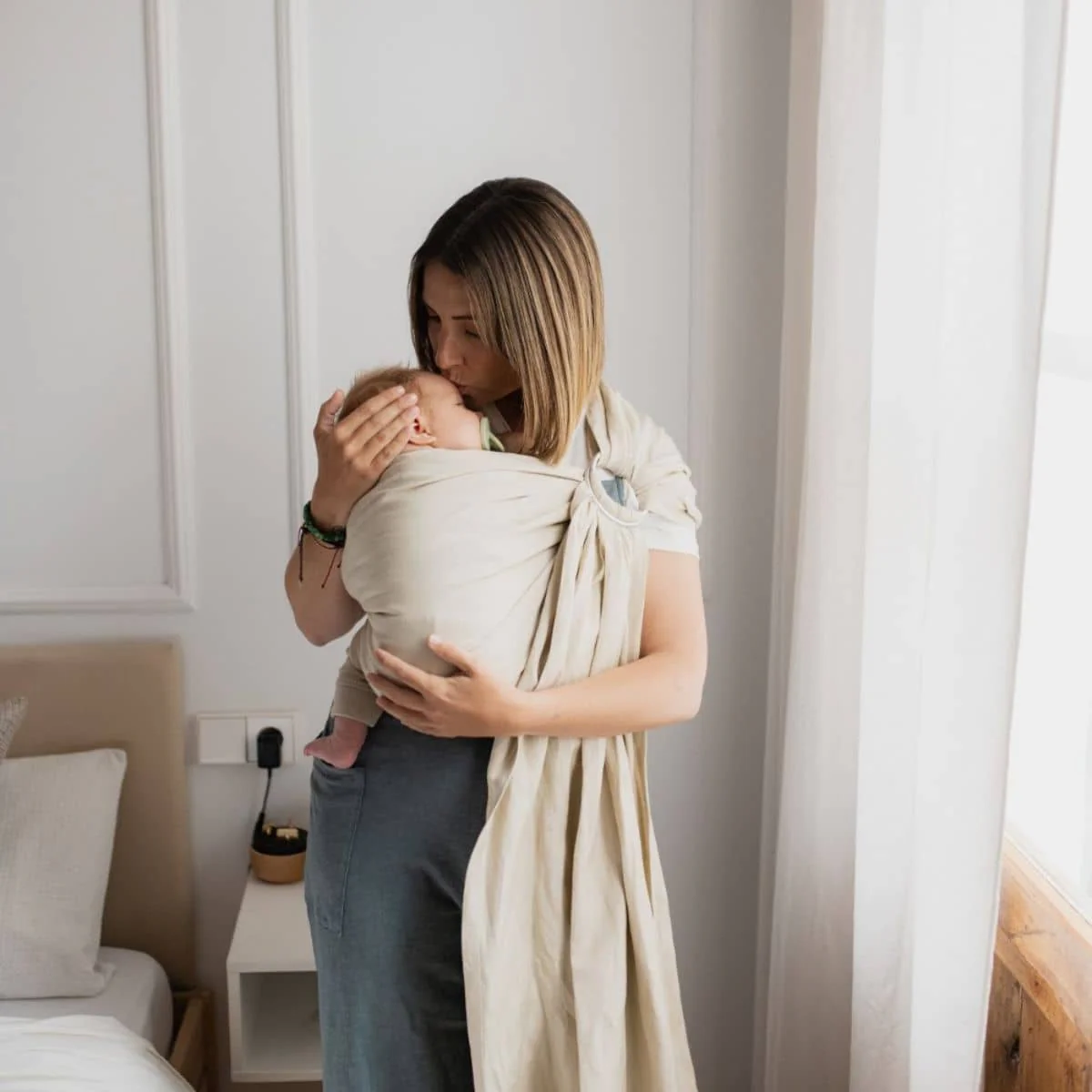 Boba Linen Ring Sling - Pampas - Image 4
