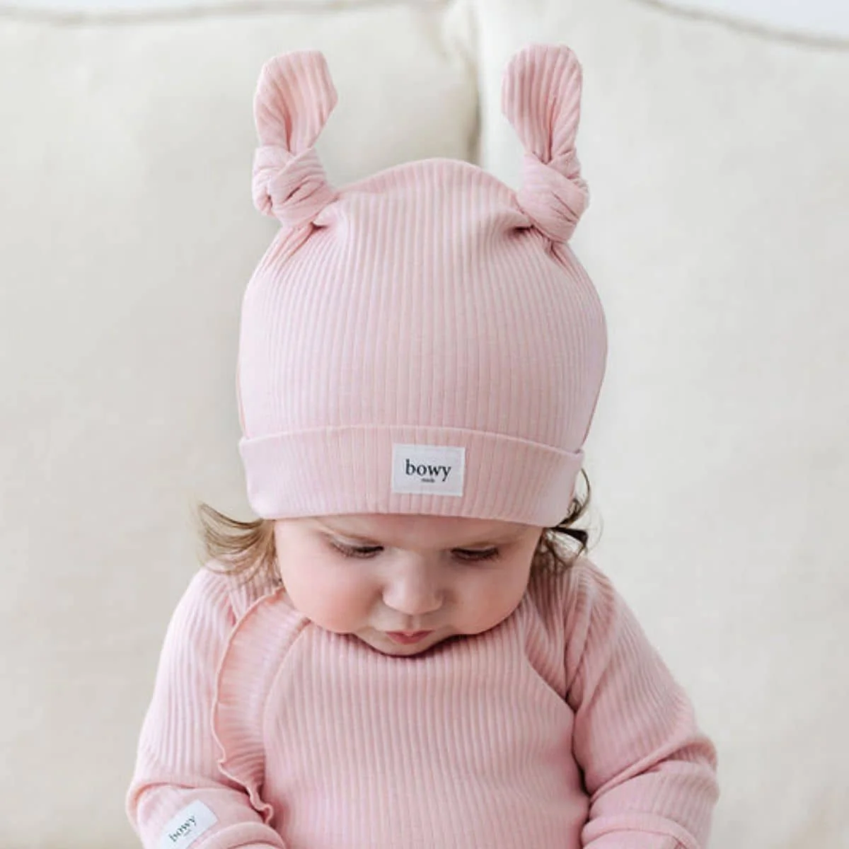 Bowy Made Double Knot Beanie - Dusty Pink - Image 10