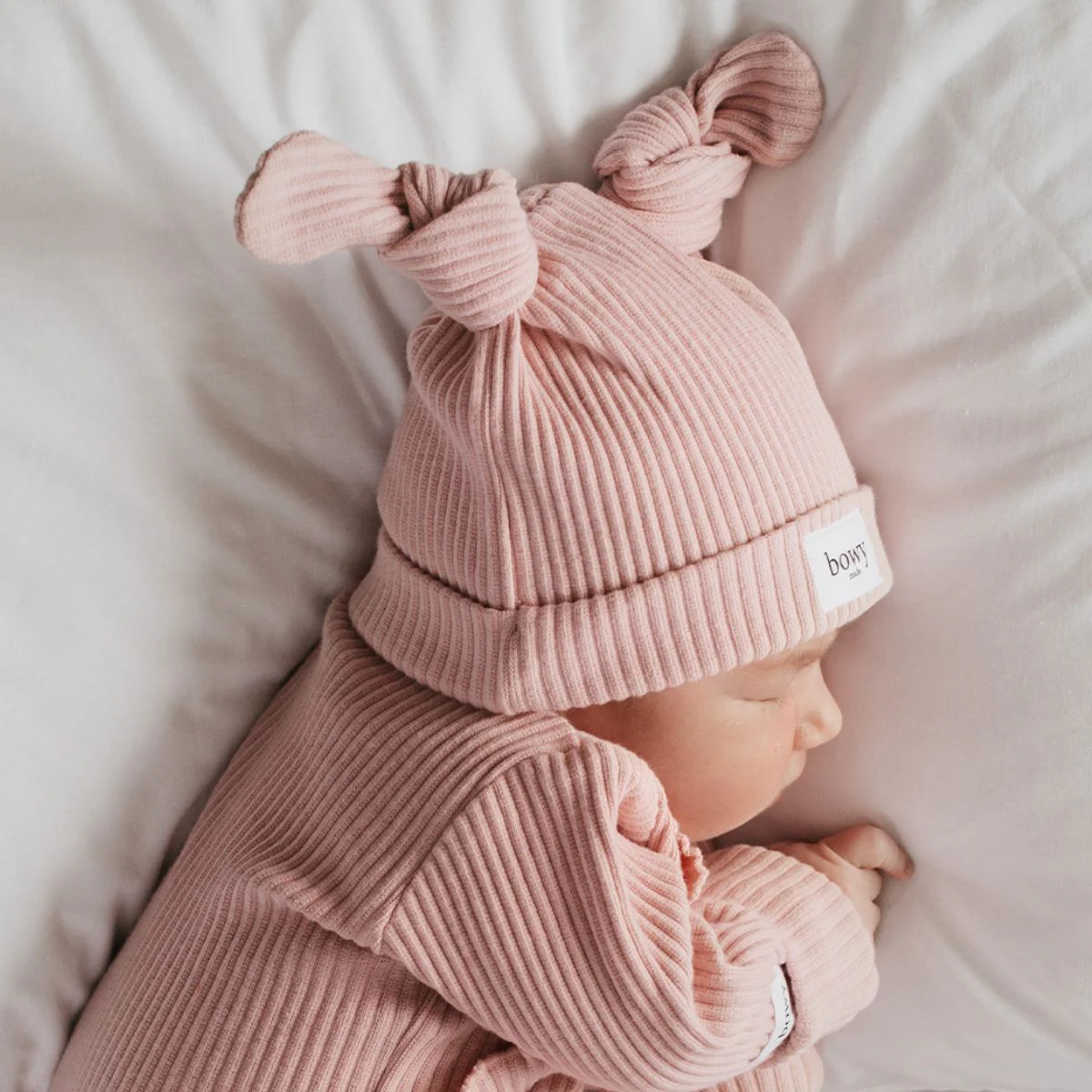 Bowy Made Double Knot Beanie - Dusty Pink - Image 11