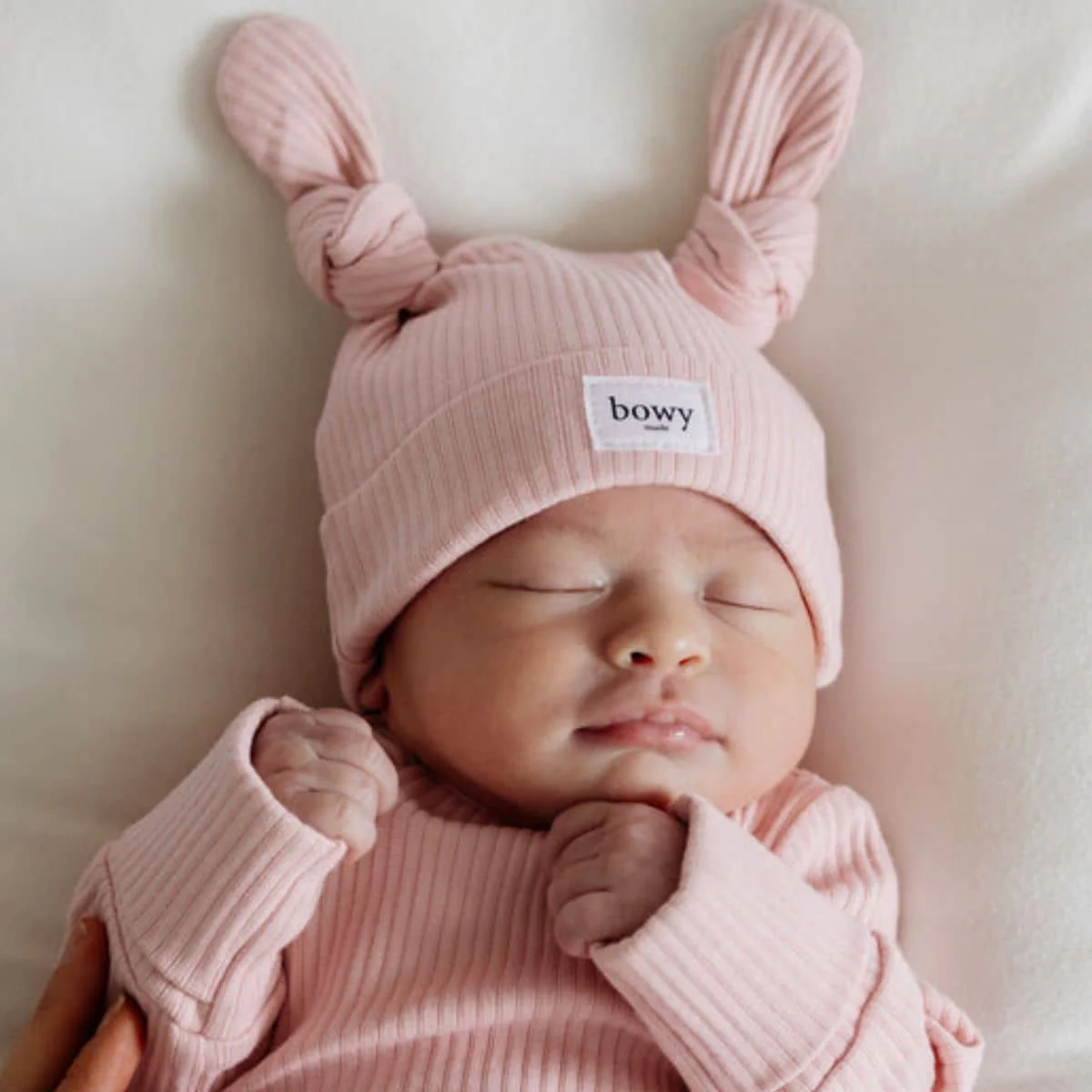 Bowy Made Double Knot Beanie - Dusty Pink - Image 12