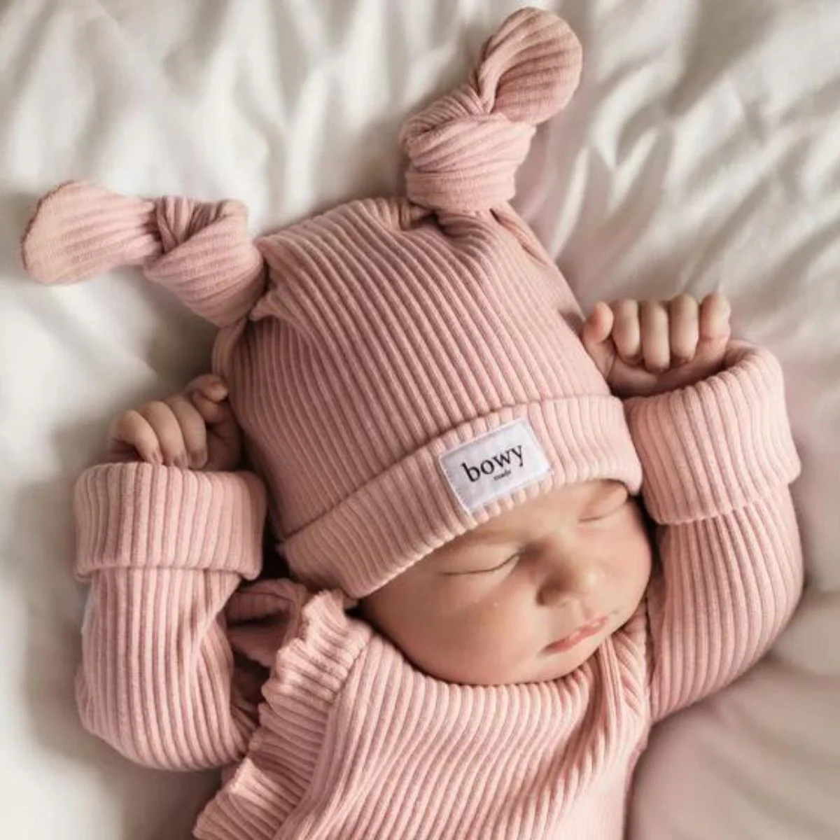 Bowy Made Double Knot Beanie - Dusty Pink - Image 13
