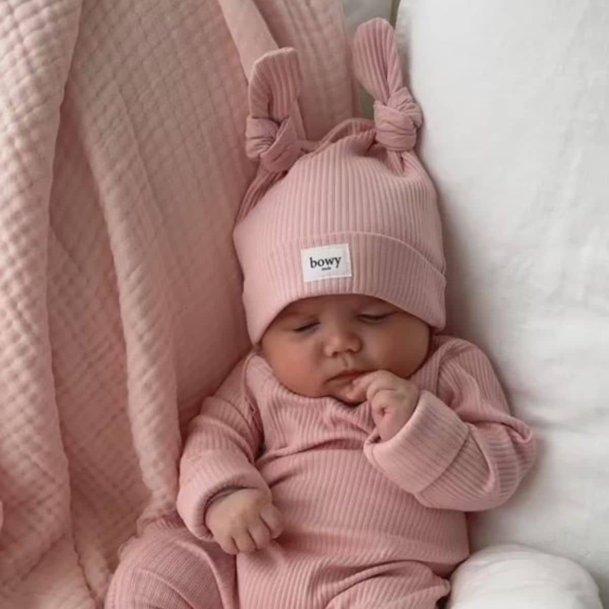 Bowy Made Double Knot Beanie - Dusty Pink - Image 15