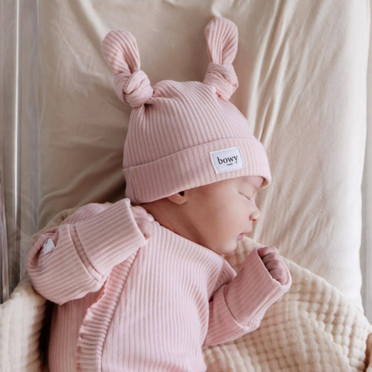 Bowy Made Double Knot Beanie - Dusty Pink - Image 16