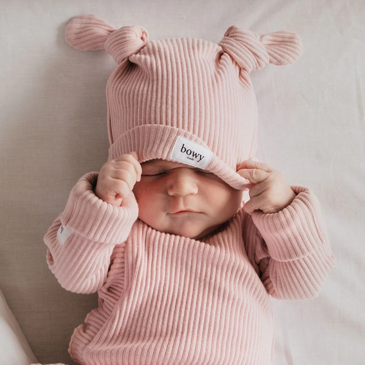Bowy Made Double Knot Beanie - Dusty Pink - Image 2