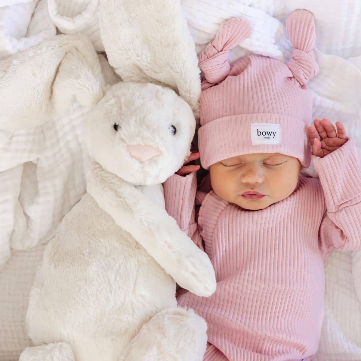 Bowy Made Double Knot Beanie - Dusty Pink - Image 3