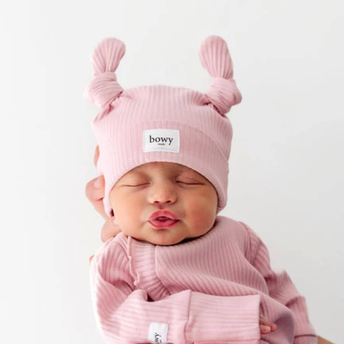 Bowy Made Double Knot Beanie - Dusty Pink - Image 4