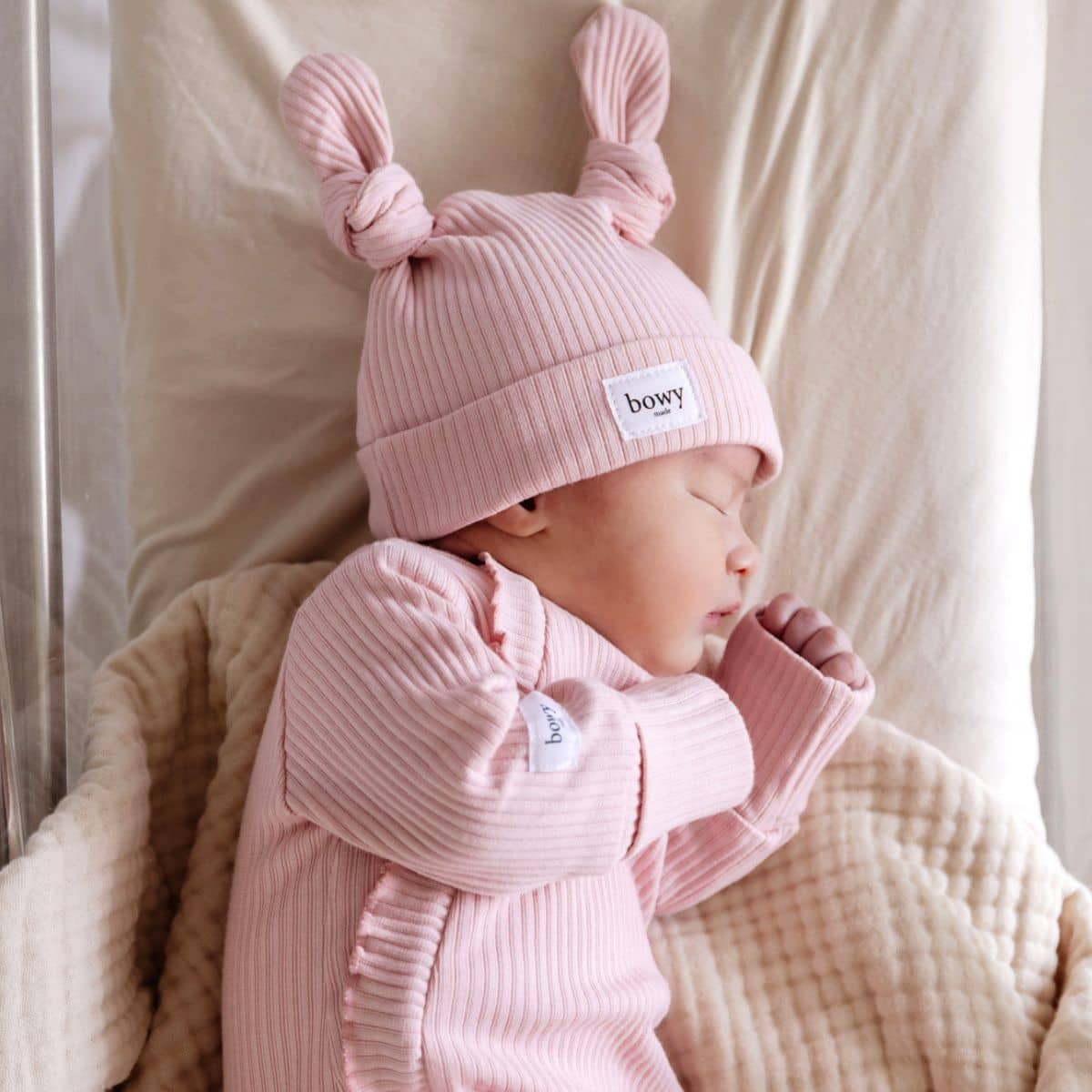 Bowy Made Double Knot Beanie - Dusty Pink - Image 8