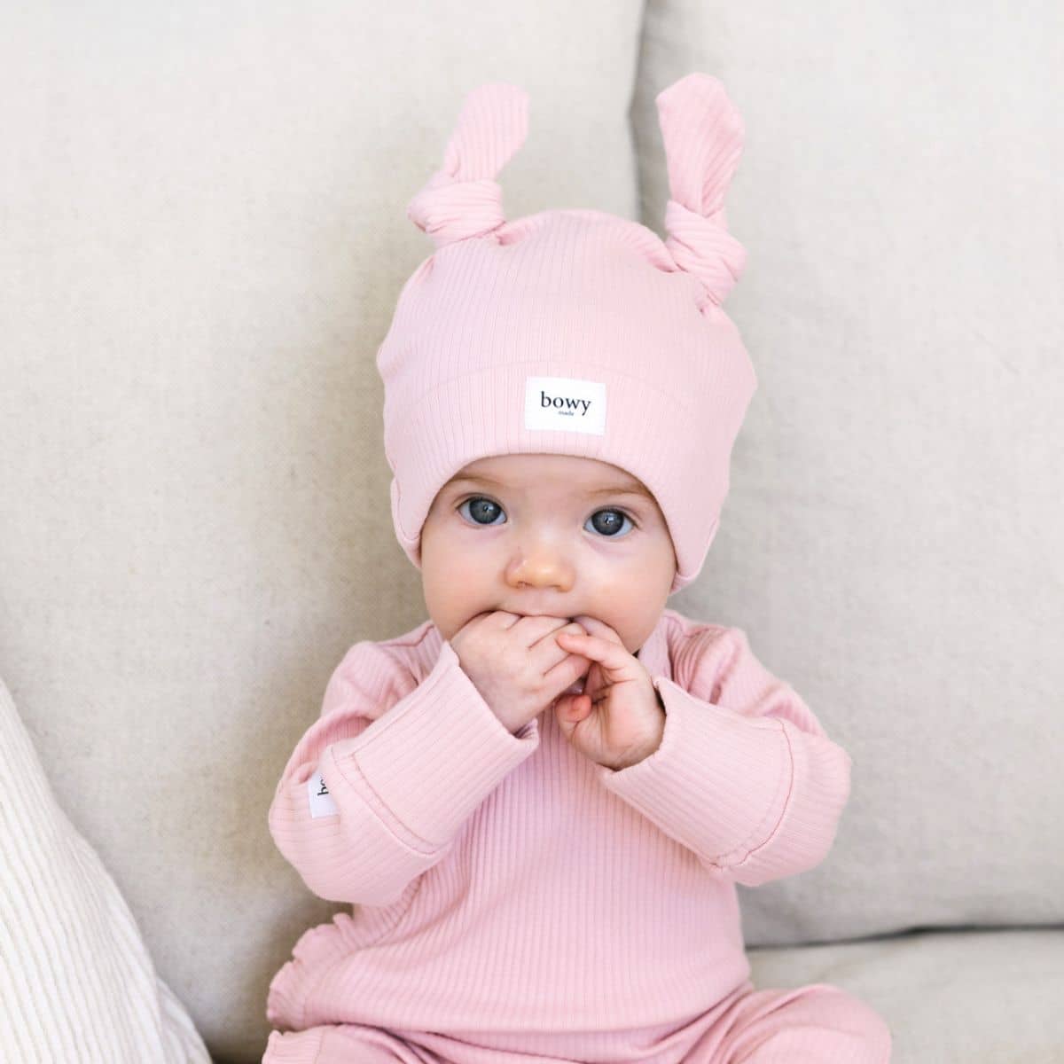 Bowy Made Double Knot Beanie - Dusty Pink - Image 9