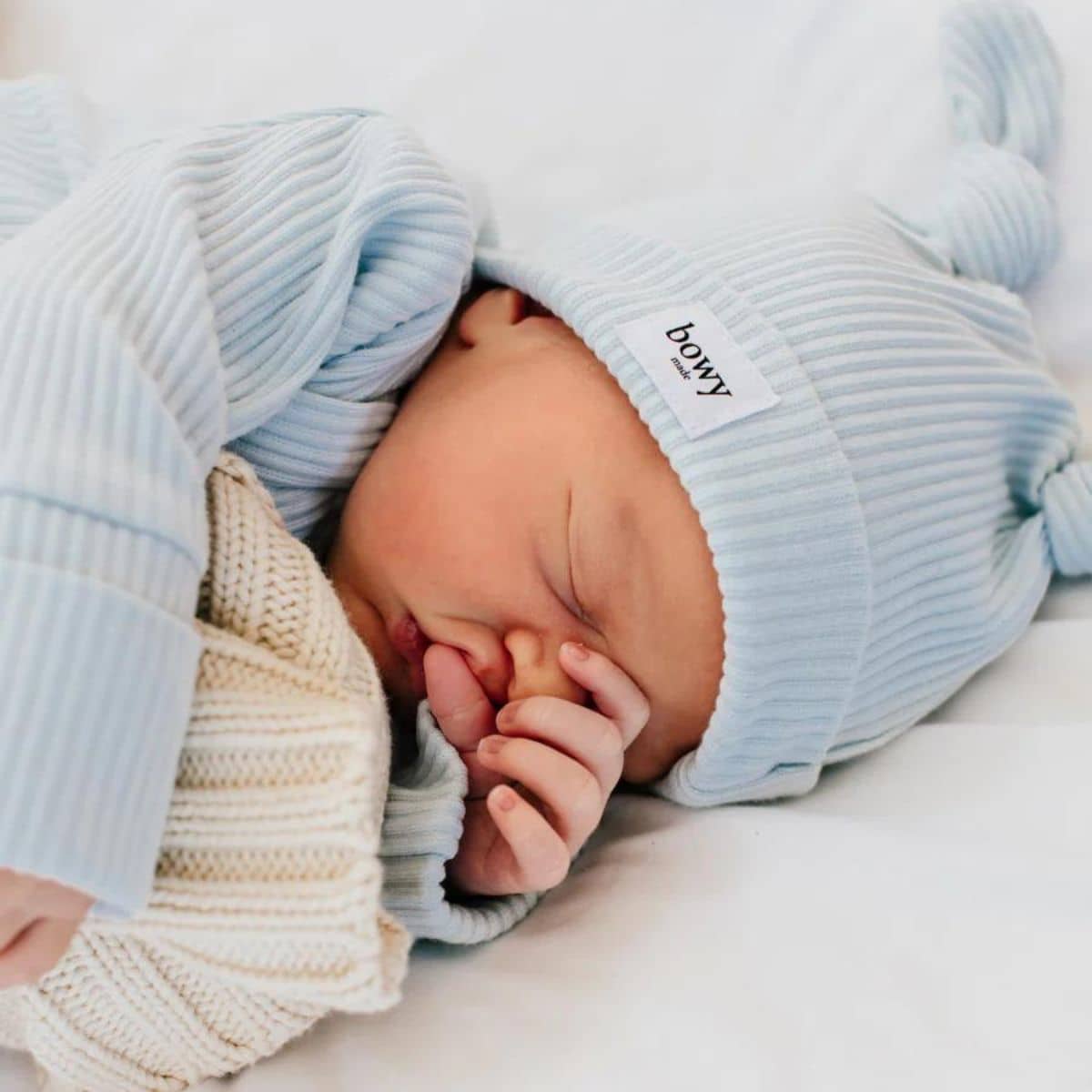 Bowy Made Double Knot Beanie - Powder Blue - Image 3