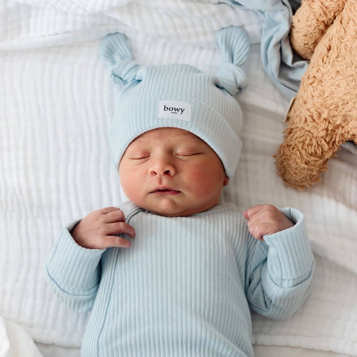 Bowy Made Double Knot Beanie - Powder Blue - Image 4