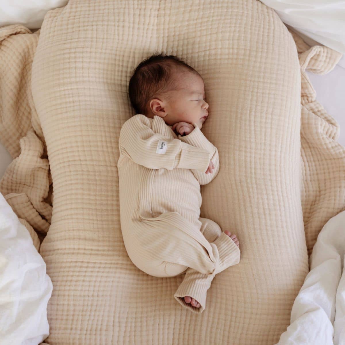 Bowy Made Ribbed Cotton Onesie - Cream - Image 6