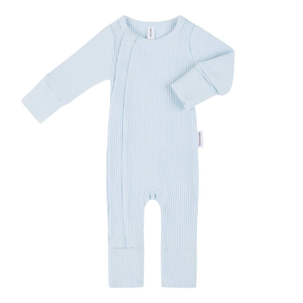 Bowy Made Ribbed Cotton Onesie - Powder Blue