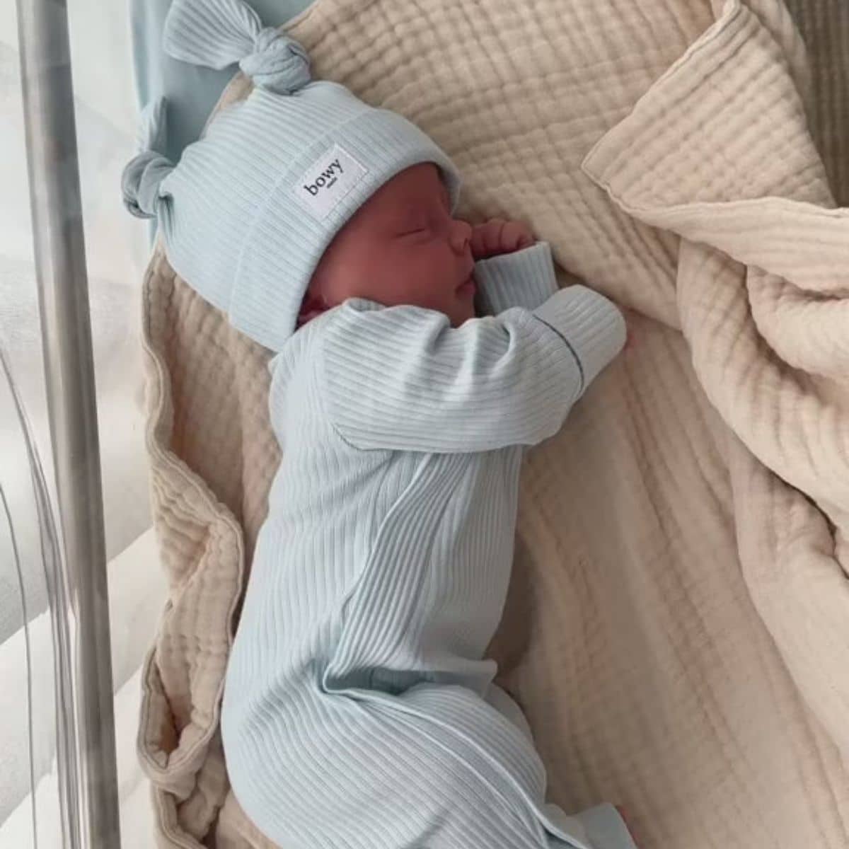 Bowy Made Ribbed Cotton Onesie - Powder Blue - Image 12