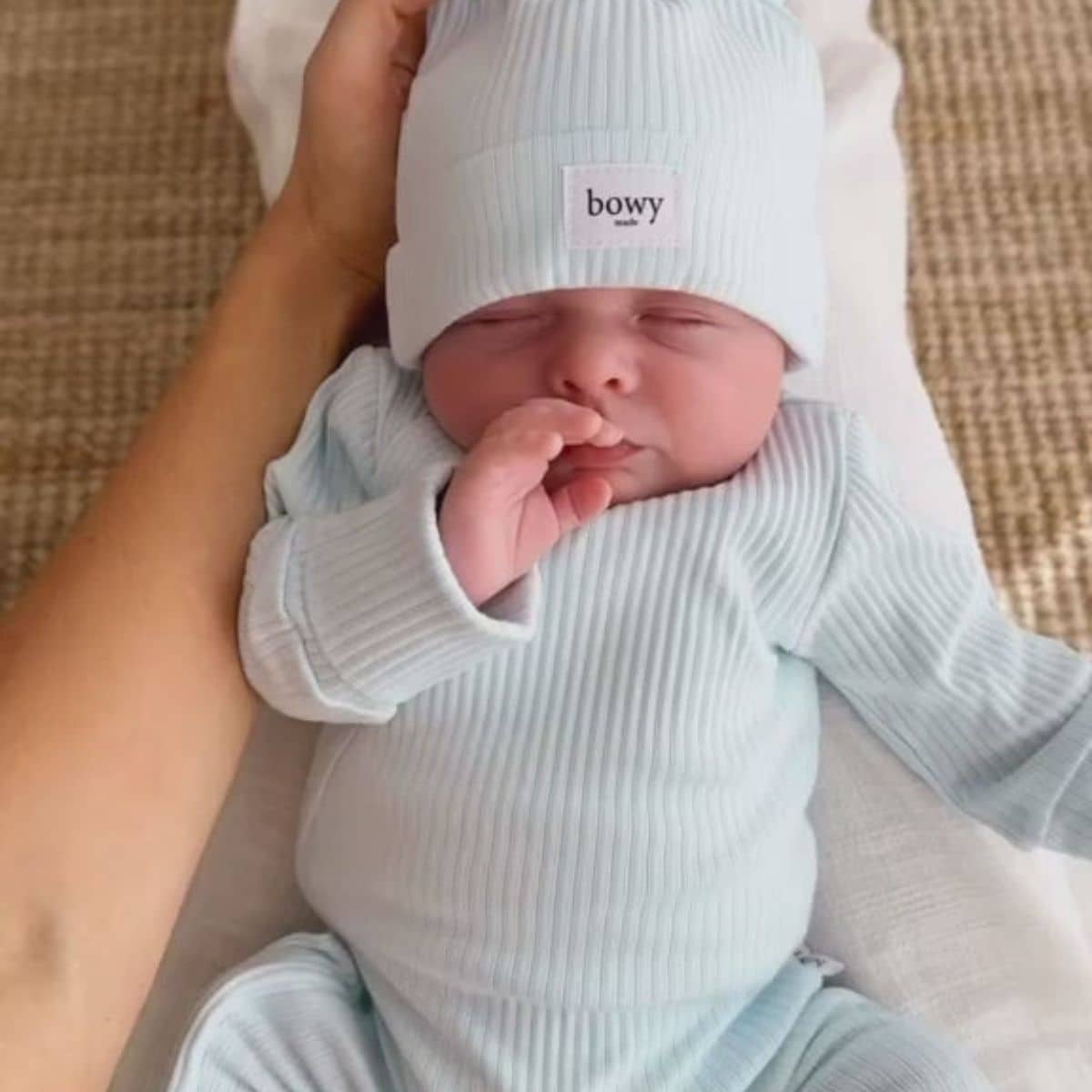 Bowy Made Ribbed Cotton Onesie - Powder Blue - Image 14