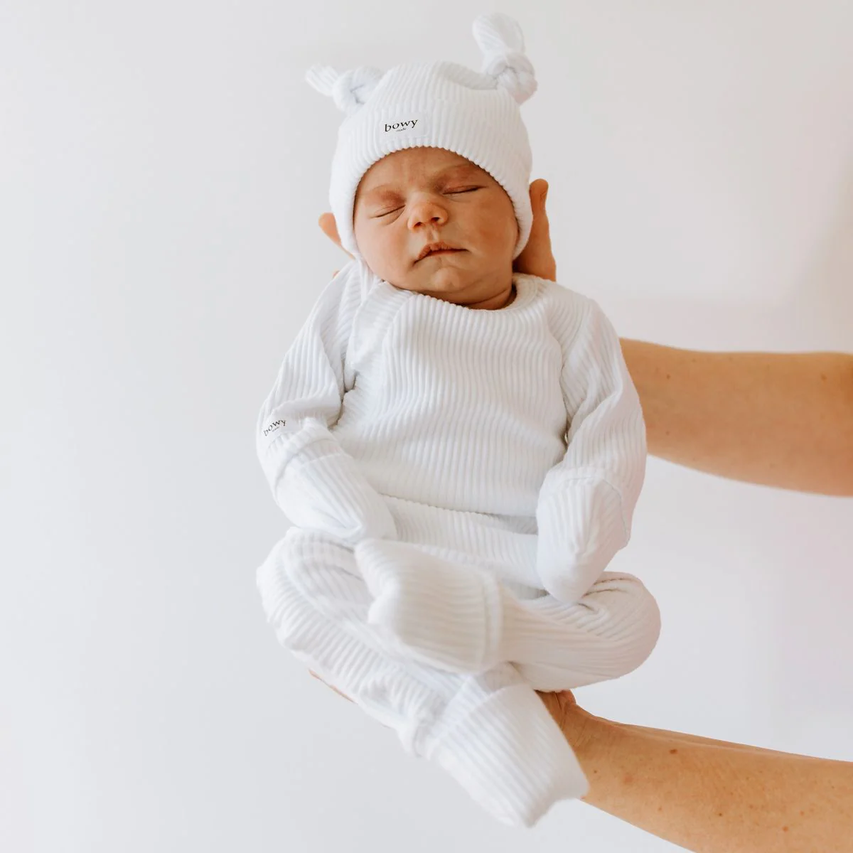 Bowy Made Ribbed Cotton Onesie - White - Image 2
