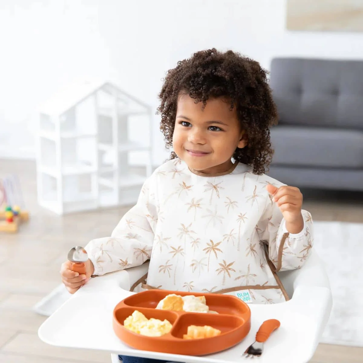Bumkins Waterproof Sleeved Bib - Palm Daze - Image 6