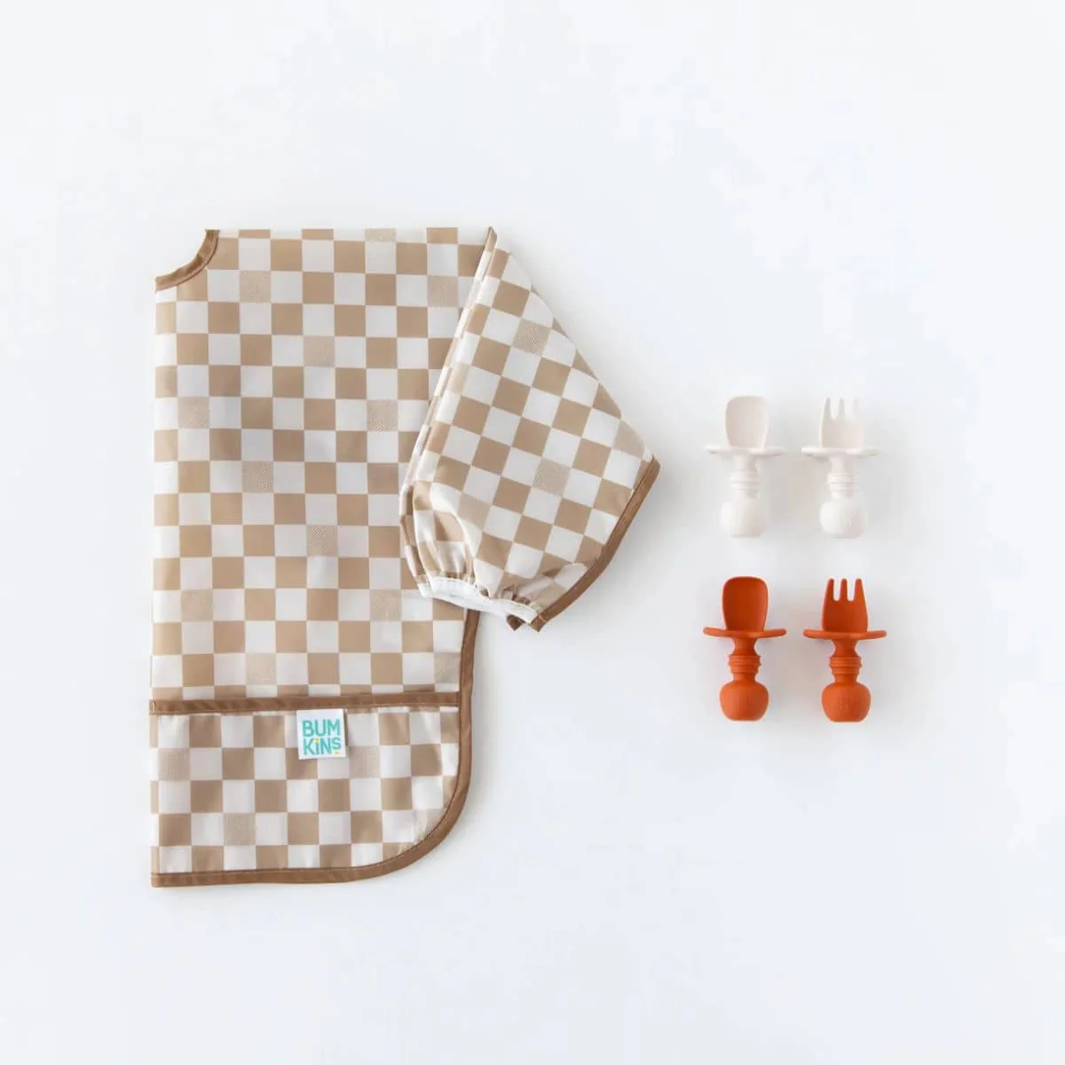 Bumkins Waterproof Sleeved Bib - Sand Check - Image 12