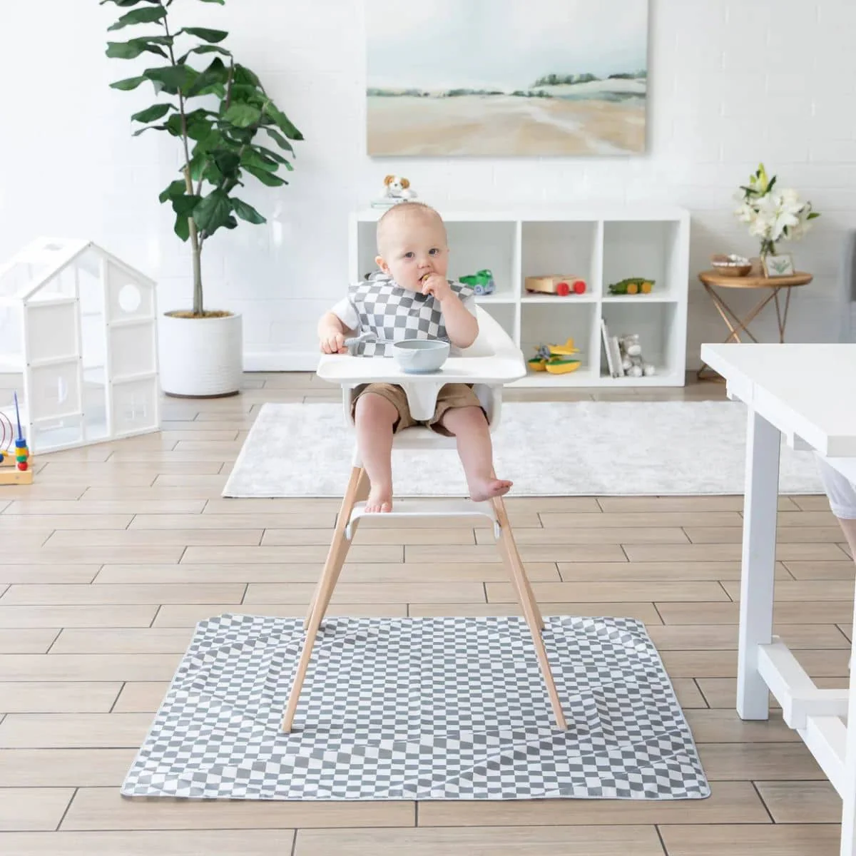 Bumkins Waterproof Splat Mat - Charcoal Check - Image 10