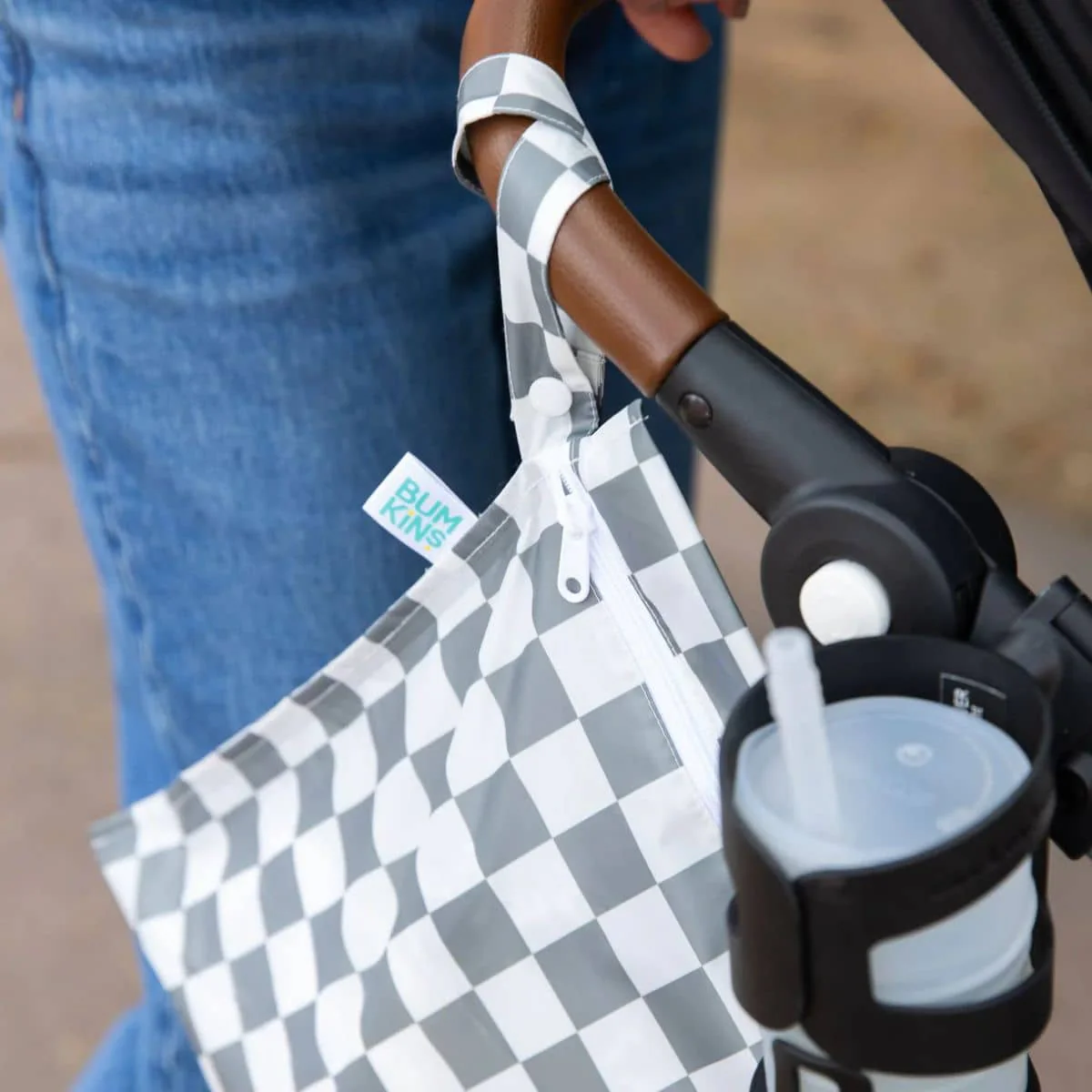 Bumkins Wet Bag - Charcoal Check - Image 6